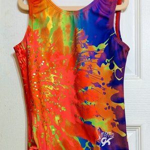 Simone Biles GK Elite LEOTARD Gymnastics RAINBOW TIE-DYE Sequin Bling
